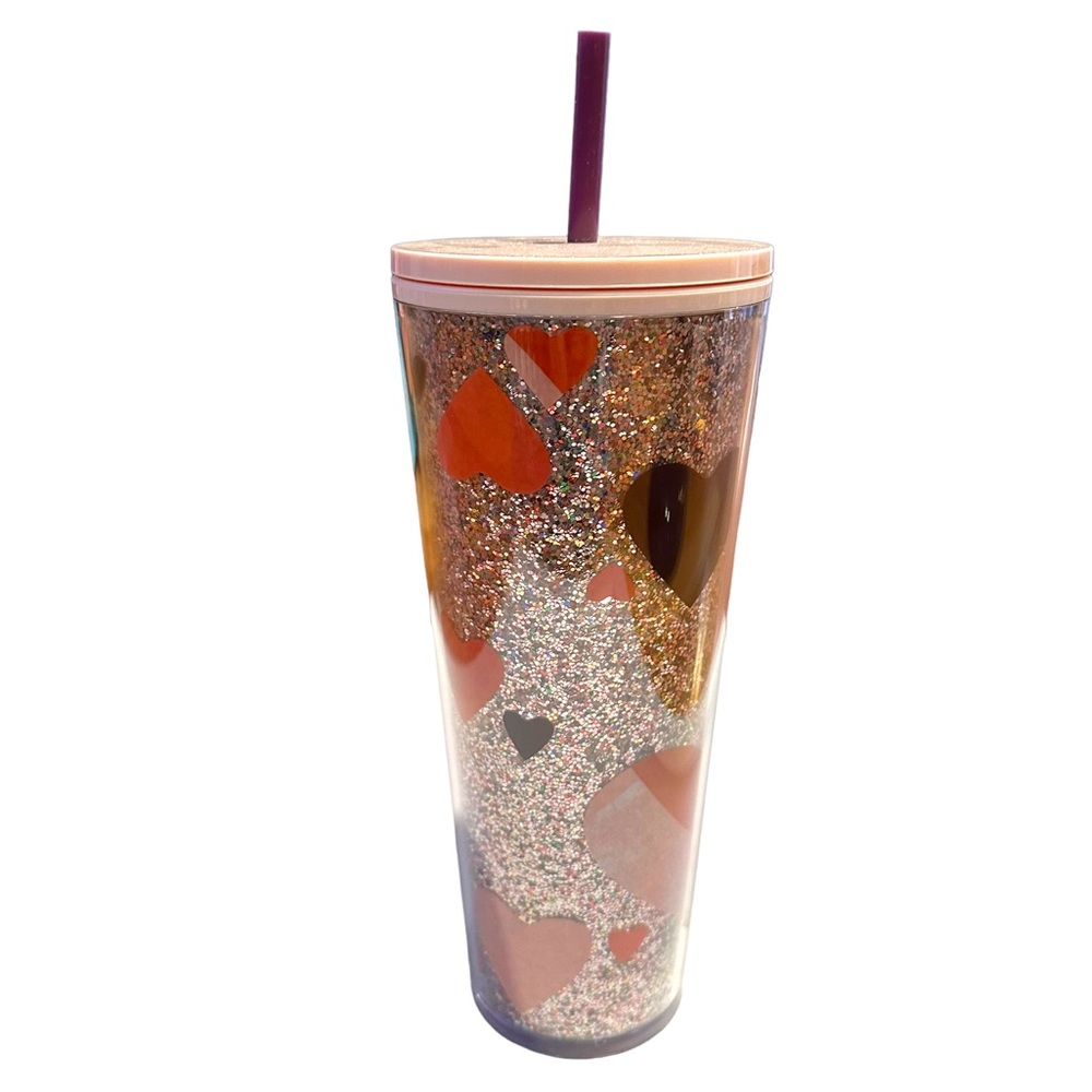 Starbucks Tumbler Hearts Glitter Valentine’s Day Limited Edition 24 OZ New